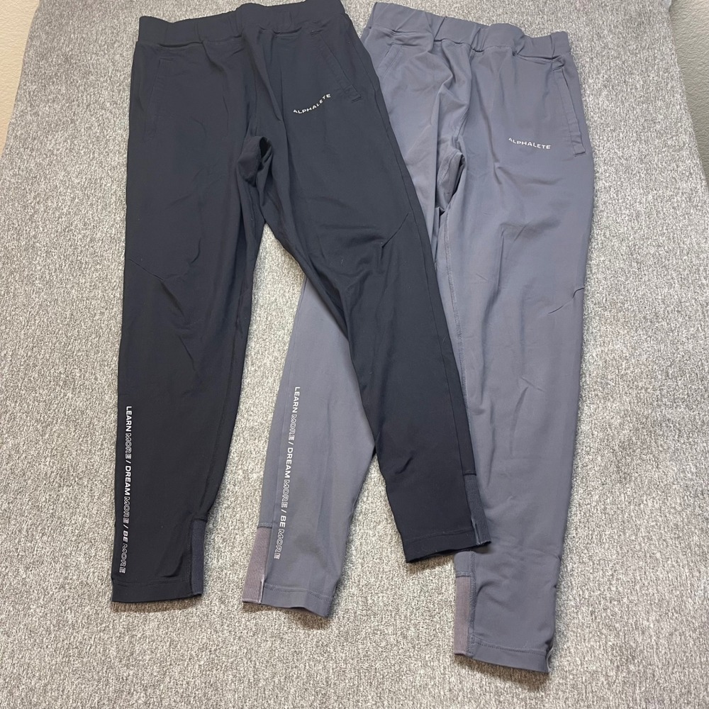 Alphalete Joggers Bundle Set of 2 Black and Gray Athletic Sweatpants Women M